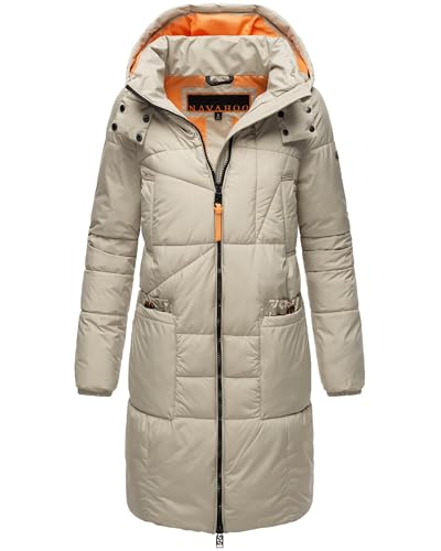 Navahoo Damen Wintermantel Warmer Steppmantel mit Kapuze Bliblablubb 14 Pebble Grey Gr. XL von Navahoo