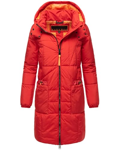 Navahoo Damen Wintermantel Warmer Steppmantel mit Kapuze Bliblablubb 14 Salsa Red Gr. M von Navahoo