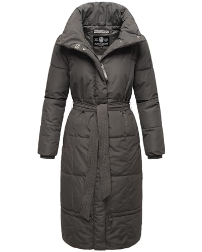 Navahoo Damen Wintermantel Warmer Steppmantel extralang mit Gürtel Mirenaa Anthracite Gr. XXL von Navahoo