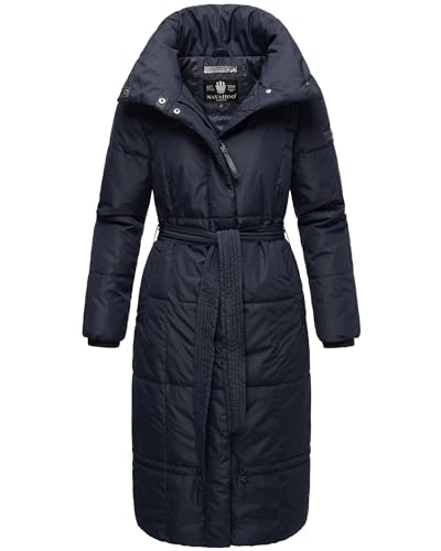 Navahoo Damen Wintermantel Warmer Steppmantel extralang mit Gürtel Mirenaa Navy Gr. XL von Navahoo