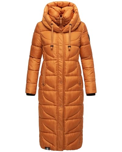 Navahoo Damen Wintermantel Warmer Steppmantel extralang mit Kapuze Waffelchen Rusty Cinnamon Gr. XXL von Navahoo