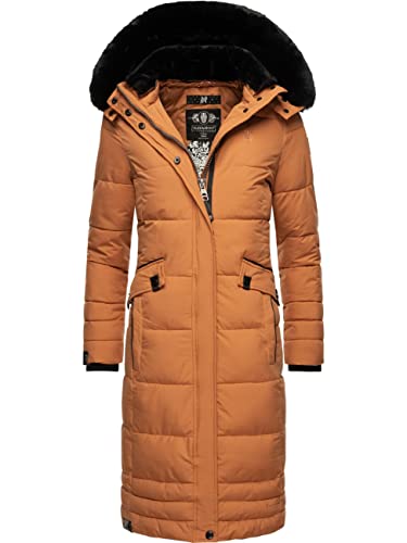 Navahoo Damen Wintermantel Warmer Steppmantel lang mit Abnehmbarer Kapuze Fahmiyaa Rusty Cinnamon Gr. XXL von Navahoo