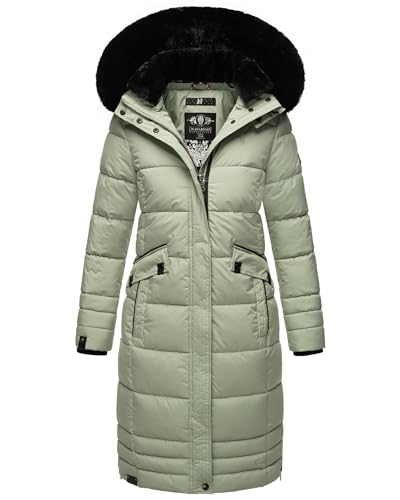 Navahoo Damen Wintermantel Warmer Steppmantel lang mit Abnehmbarer Kapuze Fahmiyaa Smokey Mint Gr. XXL von Navahoo