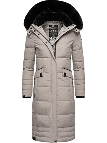 Navahoo Damen Wintermantel Warmer Steppmantel lang mit Abnehmbarer Kapuze Fahmiyaa Zinc Grey Gr. XL von Navahoo