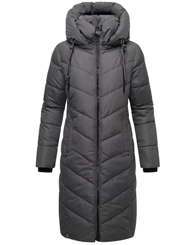 Navahoo Damen Wintermantel Warmer Steppmantel lang mit Abnehmbarer Kapuze Sahnekatzii XIV Anthracite Gr. 4XL von Navahoo