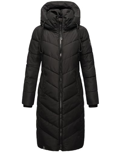 Navahoo Damen Wintermantel Warmer Steppmantel lang mit Abnehmbarer Kapuze Sahnekatzii XIV Black Gr. 4XL von Navahoo