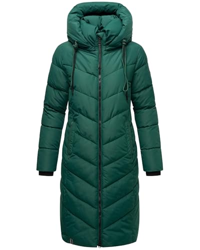 Navahoo Damen Wintermantel Warmer Langer Steppmantel mit Abnehmbarer Kapuze Sahnekatzii XIV Evergreen Gr. 5XL von Navahoo