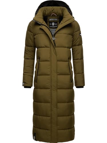 Navahoo Damen Wintermantel Warmer Steppmantel lang mit Kapuze Isalie Millitary Green Gr. XXL von Navahoo