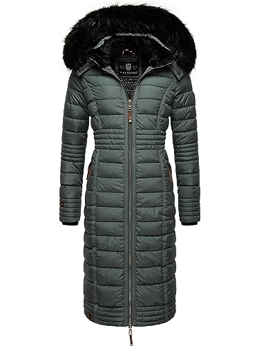 Navahoo Damen Wintermantel Warmer Steppmantel lang mit Kapuze Umay Stormy Blue Gr. L von Navahoo