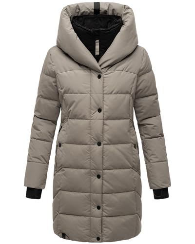 Navahoo Damen Wintermantel Warmer Steppmantel lang mit Kapuze und abnehmbarem Fleece-Kragen Knutschilein Grey Gr. XXL Navahoo Damen Wintermantel Warmer Steppmantel lang mit Kapuze und abnehmbarem Fleece-Kragen Knutschilein Grey Gr. XXL von Navahoo