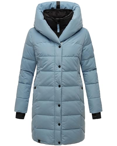 Navahoo Damen Wintermantel Warmer Steppmantel lang mit Kapuze und abnehmbarem Fleece-Kragen Knutschilein Powder Blue Gr. XXL Navahoo Damen Wintermantel Warmer Steppmantel lang mit Kapuze und abnehmbarem Fleece-Kragen Knutschilein Powder Blue Gr. XXL von Navahoo
