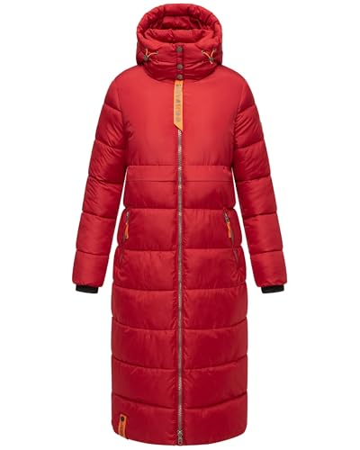 Navahoo Damen Wintermantel Warmer Steppmantel mit Kapuze Kristallblume Deep Red Gr. L von Navahoo