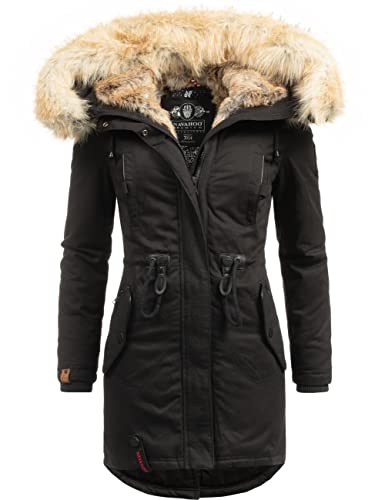 Navahoo Damen Warmer Winterparka mit Kapuze Bombii Schwarz Gr. S von Navahoo