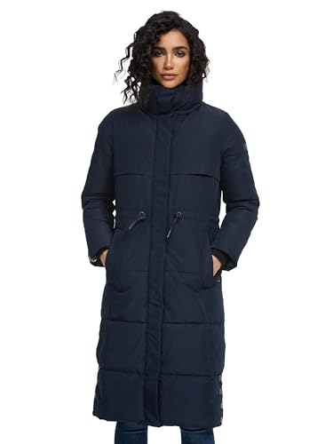Navahoo Damen Wintermantel Warmer Steppmantel mit Taillenzugband Der Wahnsinn 14 Navy Gr. M von Navahoo