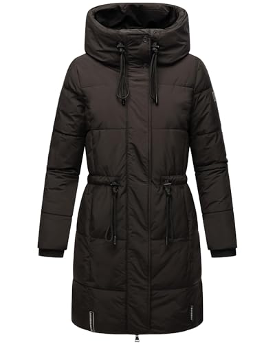 Navahoo Damen Wintermantel kurzer Steppmantel mit Kapuze Zuckertatze XIV Black Gr. M von Navahoo