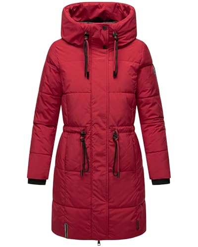 Navahoo Damen Wintermantel kurzer Steppmantel mit Kapuze Zuckertatze XIV Dark Red Gr. L von Navahoo