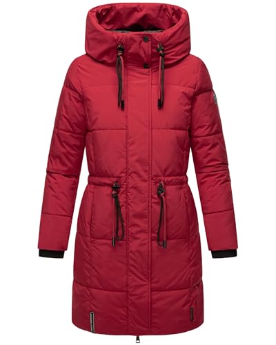 Navahoo Damen Wintermantel kurzer Steppmantel mit Kapuze Zuckertatze XIV Dark Red Gr. M von Navahoo