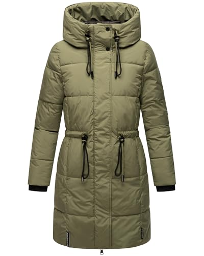 Navahoo Damen Wintermantel kurzer Steppmantel mit Kapuze Zuckertatze XIV Olive Leaf Gr. XS von Navahoo