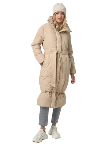 Navahoo Damen Wintermantel lange Steppjacke Winterjacke warm B963 [B963-Miren-Beige-Gr.M] von Navahoo