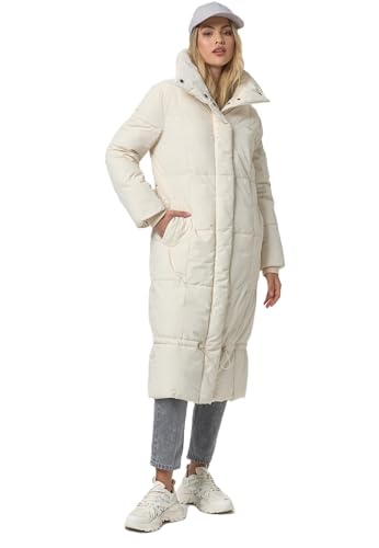 Navahoo Damen Wintermantel lange Steppjacke Winterjacke warm B963 [B963-Miren-Creme-Gr.S] von Navahoo