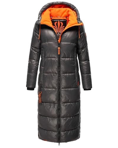 Navahoo Damen Wintermantel lange Winterjacke mit Kapuze B937 [B937-Schmuseng-Anthra-Gr.XXL] von Navahoo
