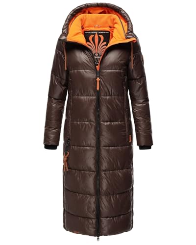 Navahoo Damen Wintermantel lange Winterjacke mit Kapuze B937 [B937-Schmuseng-D-Choco-Gr.XL] von Navahoo