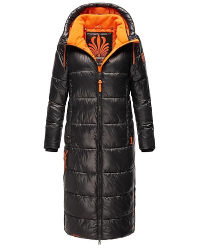 Navahoo Damen Wintermantel lange Winterjacke mit Kapuze B937 [B937-Schmuseng-Schwarz-Gr.M] von Navahoo