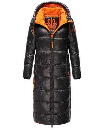 Navahoo Damen Wintermantel lange Winterjacke mit Kapuze B937 [B937-Schmuseng-Schwarz-Gr.XS] von Navahoo