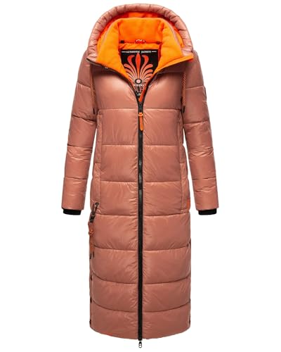 Navahoo Damen Wintermantel lange Winterjacke mit Kapuze B937 [B937-Schmuseng-Terracotta-Gr.XS] von Navahoo
