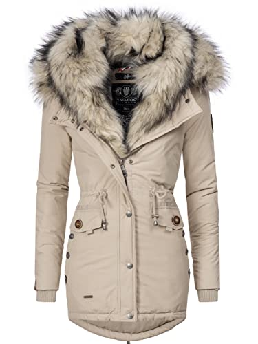 Navahoo Damen Warmer Winterparka mit Kapuze Sweety Taupe Gr. S von Navahoo