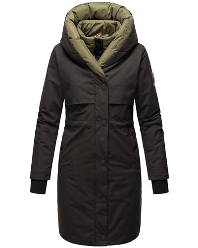 Navahoo Damen Wintermantel Warmer Parka lang mit Kapuze Snowelf Black Gr. M von Navahoo