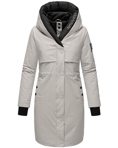 Navahoo Damen Wintermantel Warmer Parka lang mit Kapuze Snowelf Light Grey Gr. L von Navahoo