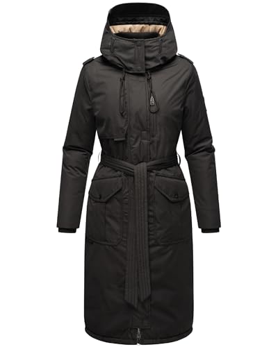 Navahoo Damen Wintermantel Warmer Parka lang mit hohem Kragen und weicher Kapuze Hokulanii Black Gr. L von Navahoo