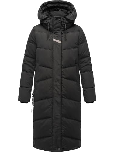 Navahoo Damen Wintermantel Warmer Steppmantel lang mit Kapuze Kuschelmausi Black Gr. XL von Navahoo