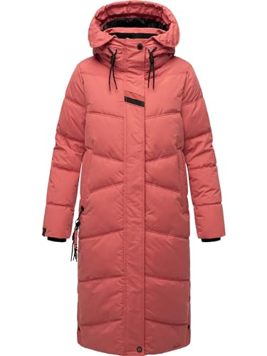 Navahoo Damen Wintermantel Warmer Steppmantel lang mit Kapuze Kuschelmausi Rouge Gr. XL von Navahoo