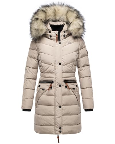 Navahoo Damen Wintermantel warmer Steppmantel lang mit abnehmbarer Kunstfell-Kapuze Paula Light Taupe Gr. 4XL Navahoo Damen Wintermantel warmer Steppmantel lang mit abnehmbarer Kunstfell-Kapuze Paula Light Taupe Gr. 4XL von Navahoo
