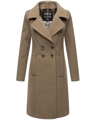 Navahoo Damen Wollmantel Langer Trenchcoat mit Reverskragen Wooly Stone Brown Gr. XL von Navahoo