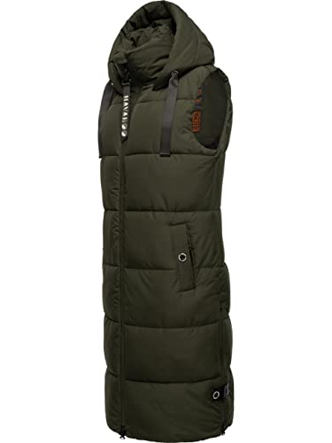 Navahoo Damen ärmellose Lange Outdoorweste warme Winterjacke Schnuffelchen Dark Olive Gr. 3XL von Navahoo