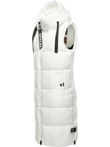 Navahoo Damen ärmellose Lange Outdoorweste warme Winterjacke Schnuffelchen Offwhite Gr. L von Navahoo