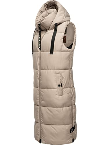 Navahoo Damen ärmellose Lange Outdoorweste warme Winterjacke Schnuffelchen Taupe Gr. XS von Navahoo