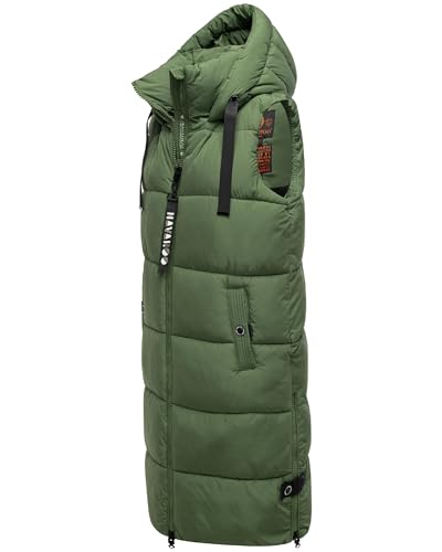 Navahoo Damen ärmellose lange Outdoorweste warme Winterjacke Schnuffelchen Pine Olive Gr. M von Navahoo