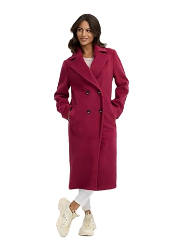 Navahoo Damen lange Übergangsjacke Mantel in Woll-Optik mit Reverskragen Sternlein 14 Berry Wine Gr. L von Navahoo