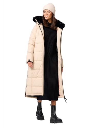 Navahoo Damen lange Winterjacke Mantel warme Winter Jacke gesteppt mit Teddyfell Parka Wintermantel B990 [B990-Knuddelfee-Beige-Gr.S] von Navahoo