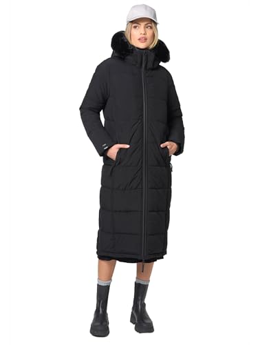 Navahoo Damen lange Winterjacke Mantel warme Winter Jacke gesteppt mit Teddyfell Parka Wintermantel B990 [B990-Knuddelfee-Schwarz-Gr.L] von Navahoo
