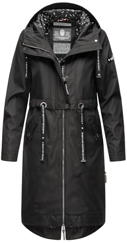 Navahoo Damen leichte Jacke Übergangsjacke Übergang Frühling Kapuze B863 [B863-Josin-Schwarz-Gr.XS] von Navahoo