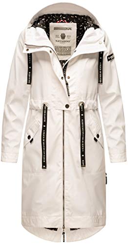 Navahoo Damen leichte Jacke Übergangsjacke Übergang Frühling Kapuze B863 [B863-Josin-Weiss-Gr.L] von Navahoo