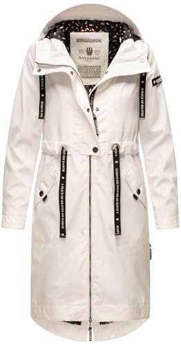 Navahoo Damen leichte Jacke Übergangsjacke Übergang Frühling Kapuze B863 [B863-Josin-Weiss-Gr.XS] von Navahoo
