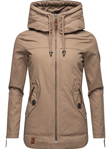 Navahoo Damen leichte Übergangsjacke mit Kapuze Wekoo Taupe Gr. M von Navahoo