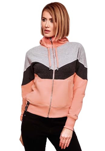 Navahoo Damen sportliche Sweatjacke mit Kapuze Hoodie Kapuzenpullover Zipper B914 [B914-Honigp.-Apricot-Gr.L] von Navahoo