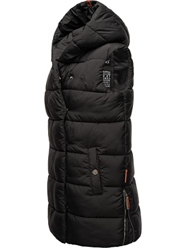 Navahoo warme Damen Winter Steppweste lang mit Kapuze Madilynaa Black Gr. L von Navahoo